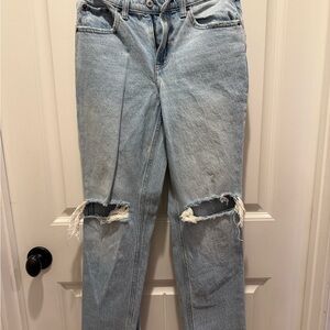 Abercrombie & Fitch Light Blue Ripped Straight Leg Jeans